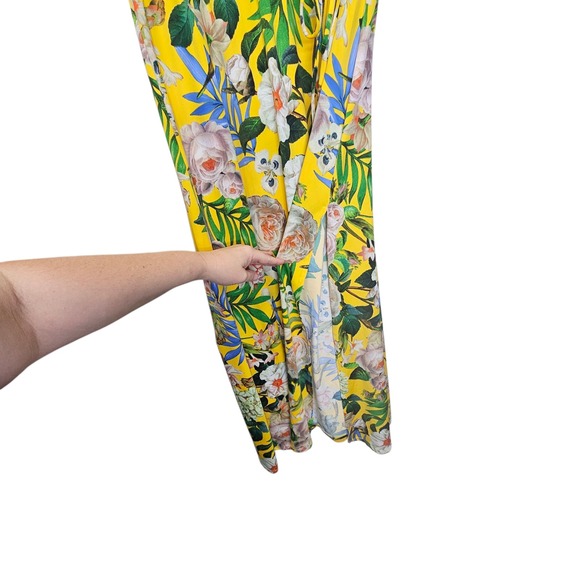 Boston Proper Yellow Floral Maxi Dress Sleeveless‎ Wrap Style Size L Summer - Picture 8 of 12